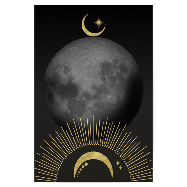 Poster 30x20 cm "Goldener Himmels" artboxONE - Galaxy - Mond,Dunkel,Raum,Gold