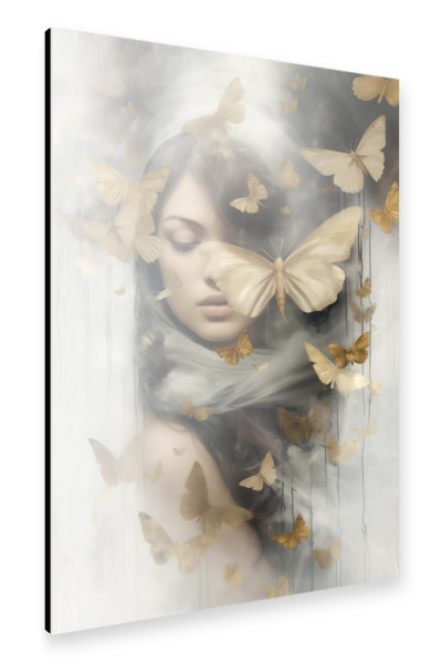 Alu-Dibond "Schöne Frau mit Schmetterlingen" 30x20 cm artboxONE