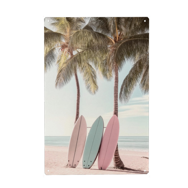 Holzbild "Tropical Beach Surfboards" artboxONE - Natur,Reise / Strand und Meer,Sport