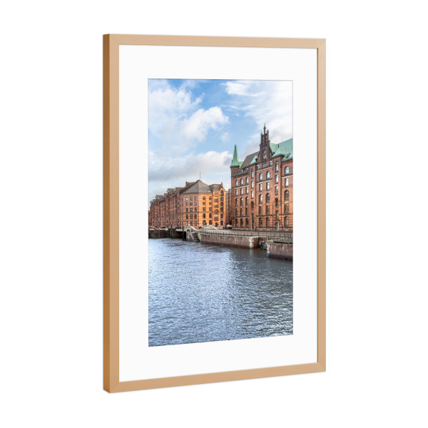 Poster mit Rahmen Kupfer "Hamburg Zollkanal" artboxONE - Städte,Städte / Hamburg,Architektur - Speicherstadt,Altstadt,Hansestadt,Kanal
