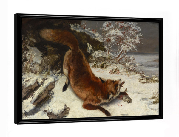 Poster mit schwarzem Rahmen "Fox In The Snow by Gustave Courbet" artboxONE - Natur,Tiere