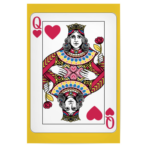 Poster "Queen card" artboxONE - Buchstaben - Playing card,Queen of hearts,Colorful,Red flower,Queen,Hearts,Bright,Intricate,Design,Decorative
