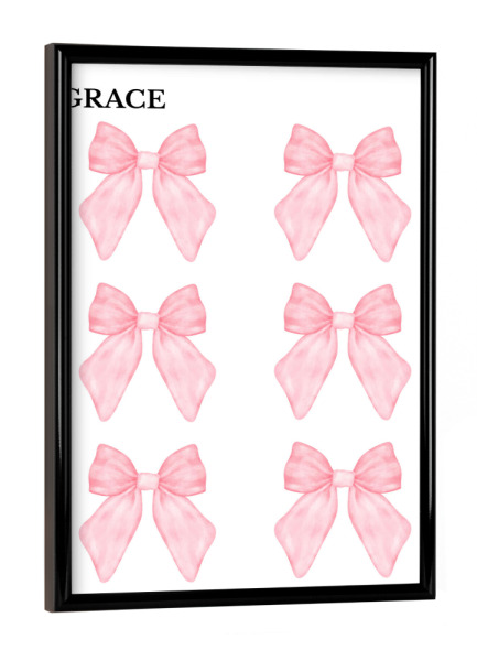 Poster mit schwarzem Rahmen "Six pink bows" artboxONE - Liebe