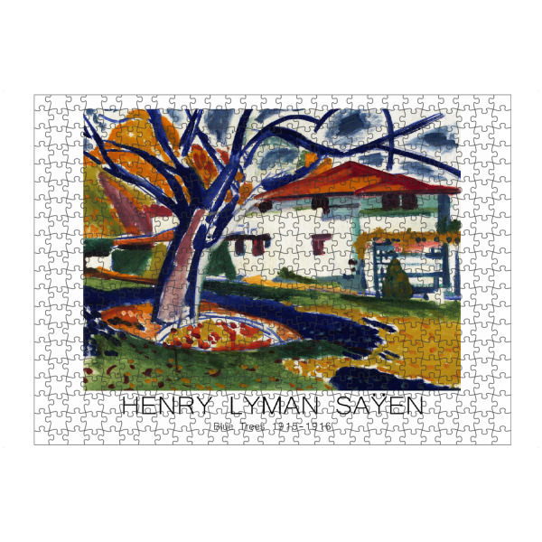 Puzzle Ravensburger "Henry Lyman Saÿen Blue Trees" artboxONE - Natur,Abstrakt