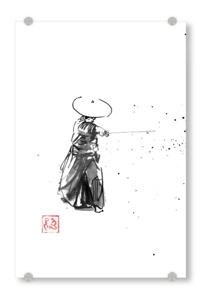 Acrylglasbild "Zan schneidet Samurai" artboxONE - Schwarzweiß,Reise / Asien - Sumie,Japan,Samurai