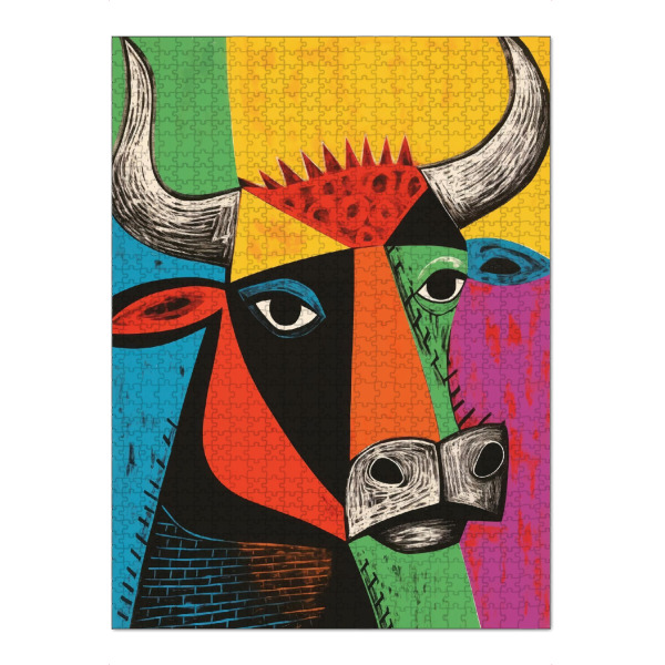 Puzzle Ravensburger "Punk Bulle im kubistischen Stil" artboxONE - Tiere,Comic,Abstrakt,Streetart,Lustig