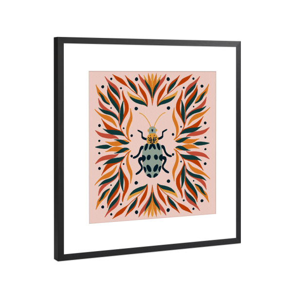 Poster mit Rahmen Schwarz (Metallic) "Fehler und Blätter" artboxONE - Tiere,Abstrakt