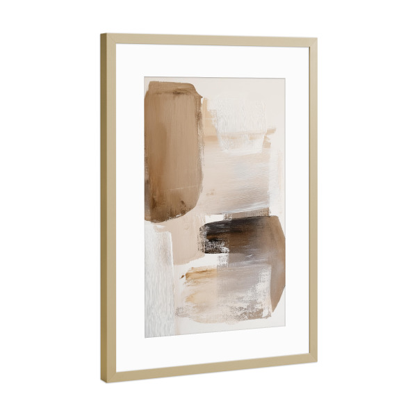 Poster mit Rahmen Gold "Braune Abstrakte Gestaltung" artboxONE - Natur,Abstrakt,Geometrie