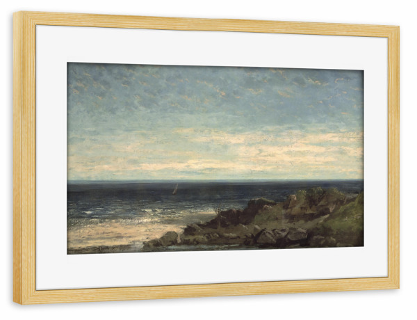 Poster mit Rahmen kiefer "Das Meer von Gustave Courbet" artboxONE - Reise / Strand und Meer,Für Mama,Für Papa