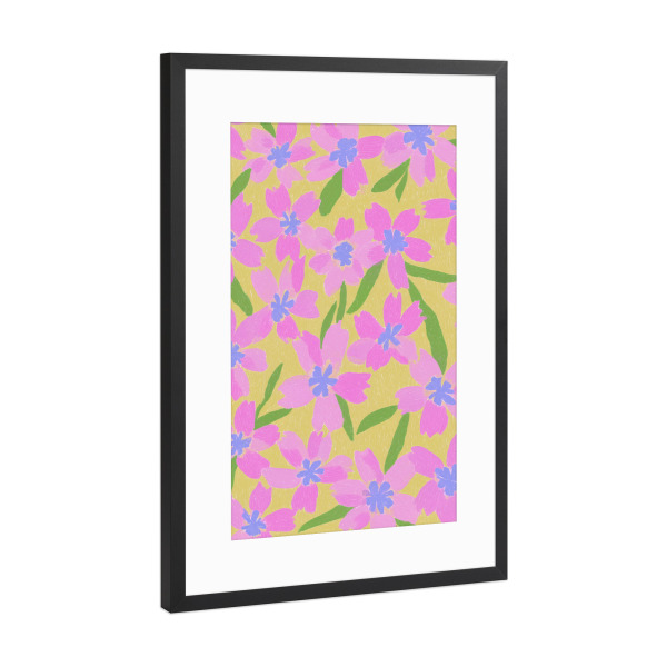 Poster mit Rahmen Schwarz (Metallic) "Blumen Pinki Pop" artboxONE - Natur,Floral,Abstrakt