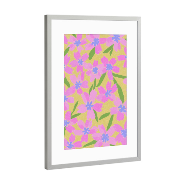 Poster mit Rahmen Silber "Blumen Pinki Pop" artboxONE - Natur,Floral,Abstrakt