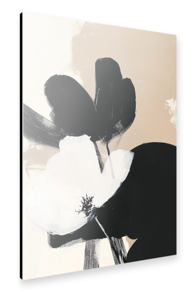 Alu-Dibond "Abstract Black and White Floral" 75x50 cm artboxONE