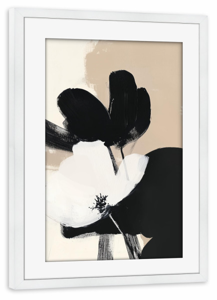 Poster mit Rahmen weiß "Abstract Black and White Floral" artboxONE - Natur,Floral,Abstrakt
