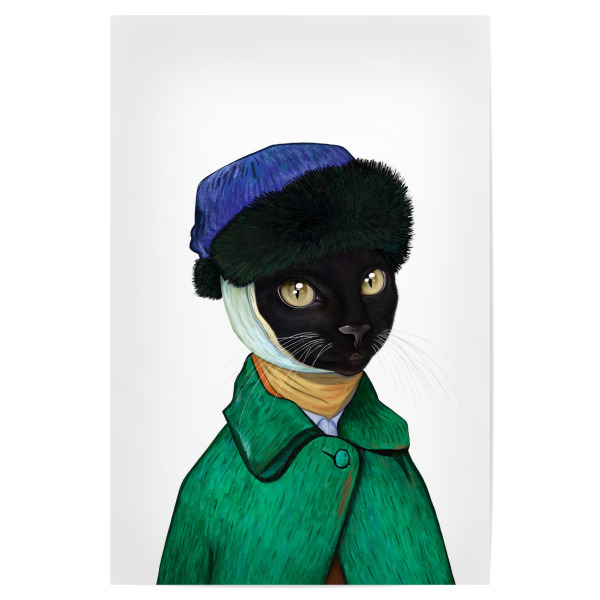Poster "Schwarzer Katzen Van Gogh" artboxONE - Für Kinder,Tiere,Fashion,Für Mama,Lustig