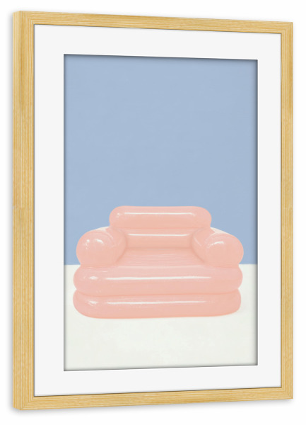 Poster mit Rahmen kiefer "Retro Aufblasbarer Sessel" artboxONE - Architektur,Geometrie,Lustig