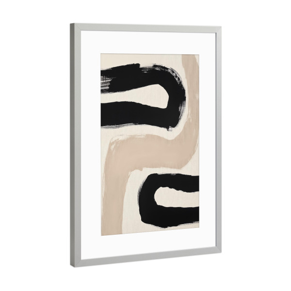Poster mit Rahmen Silber "Bold Black and Beige Abstract Art" artboxONE - Abstrakt,Geometrie