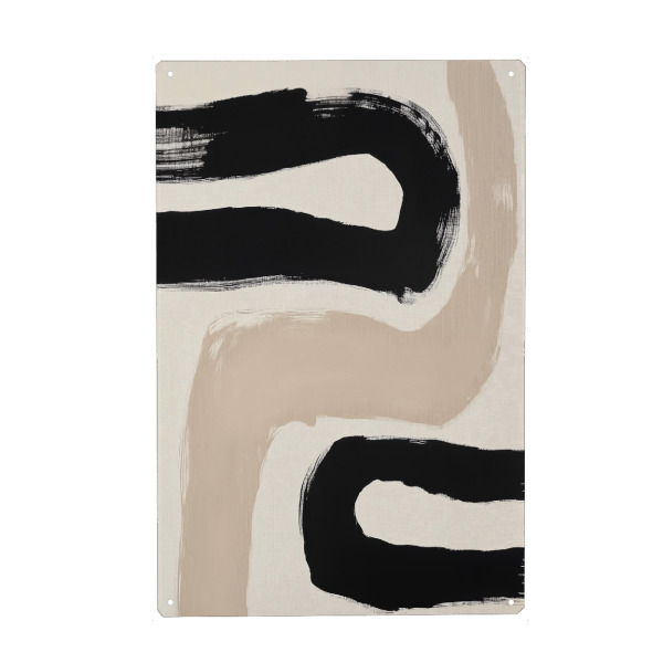 Metall Poster "Bold Black and Beige Abstract Art" artboxONE - Abstrakt,Geometrie
