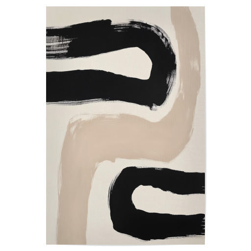 Bold Black and Beige Abstract Art