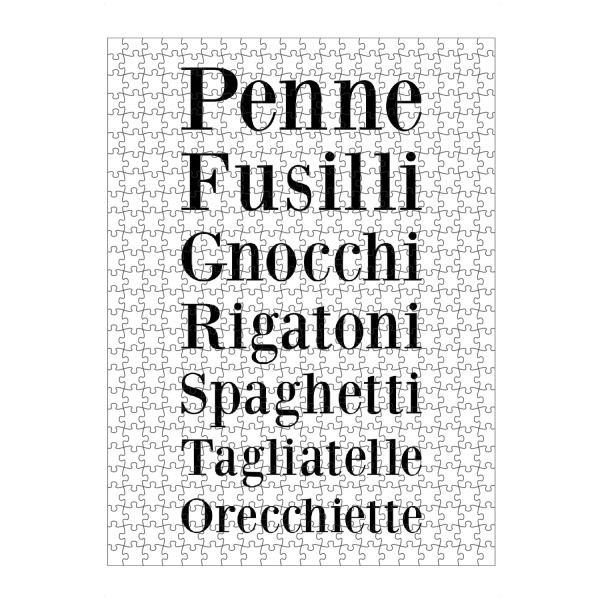 Puzzle Ravensburger "Pasta Varianten" artboxONE - Typografie - Nudeln,Italien,Italienisch,Essen - Bild nudeln