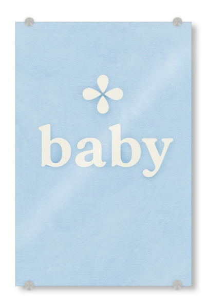 Acrylglasbild "Baby (Pastell Blau)" artboxONE - Für Kinder,Für Mama,Für Papa - Baby,Text,Kinderzimmer,Baby zimmer,Schlicht,Süss,Blume,Kind