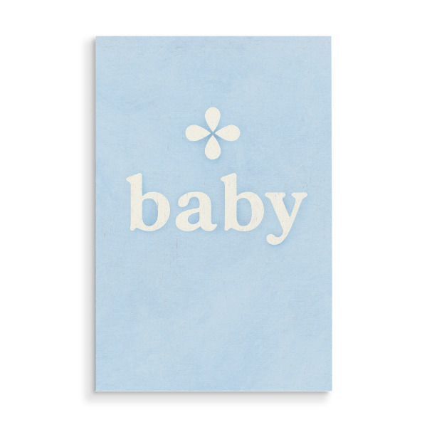 Holzbild "Baby (Pastell Blau)" artboxONE - Für Kinder,Für Mama,Für Papa - Baby,Text,Kinderzimmer,Baby zimmer,Schlicht,Süss,Blume,Kind
