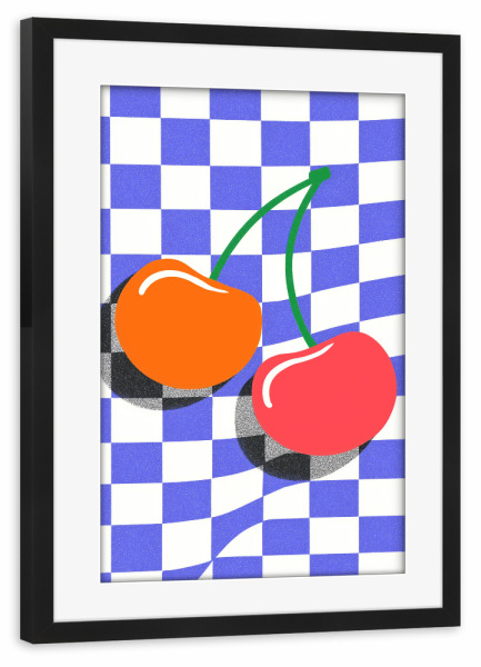 Poster mit Rahmen schwarz "Sommer Kirschen Chic" artboxONE - Natur,Geometrie,Essen & Trinken / Obst & Gemüse