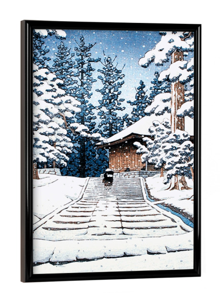 Poster mit schwarzem Rahmen "Konjikido im Schnee Hiraizumi" artboxONE - Reise,Für Mama,Für Papa