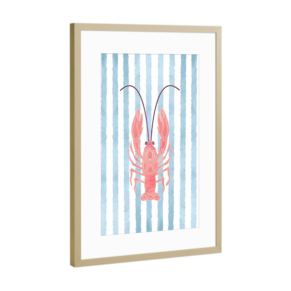Poster mit Rahmen Gold "Nautical Chic with a Lobster Twist" artboxONE - Natur,Abstrakt