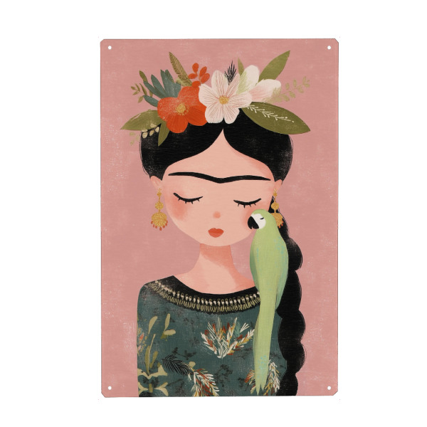 Holzbild "Papageien Liebe mit Frida" artboxONE - Floral,Tiere,Liebe