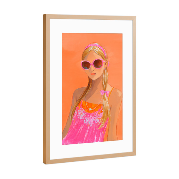 Poster mit Rahmen Kupfer "Weibliche Sonnenfrische" artboxONE - Floral,Menschen,Fashion