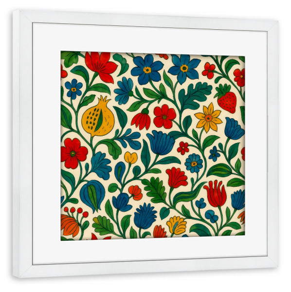 Poster mit Rahmen weiß "Blühende florale Symphonie" artboxONE - Floral,Abstrakt,Geometrie