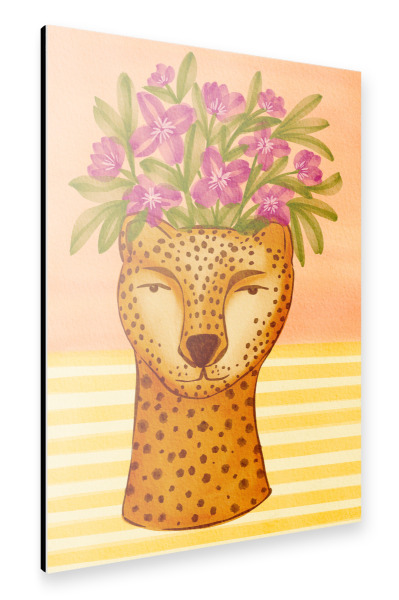 Alu-Dibond "Cheetah head flower pot" 75x50 cm artboxONE