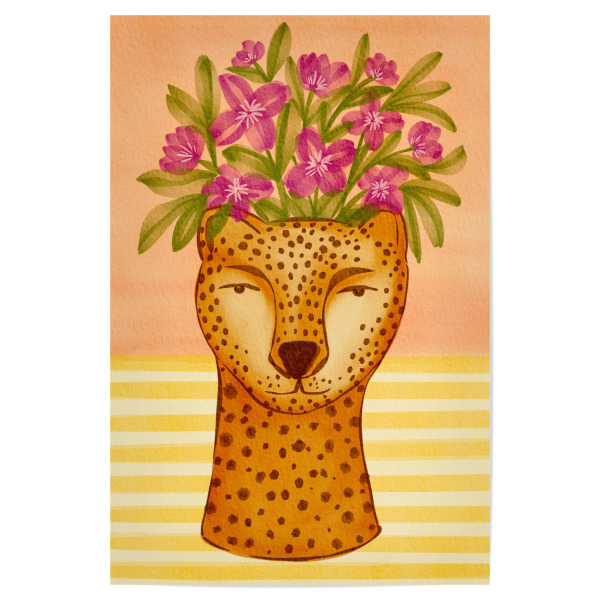 Poster "Cheetah head flower pot" artboxONE - Floral,Comic,Lustig