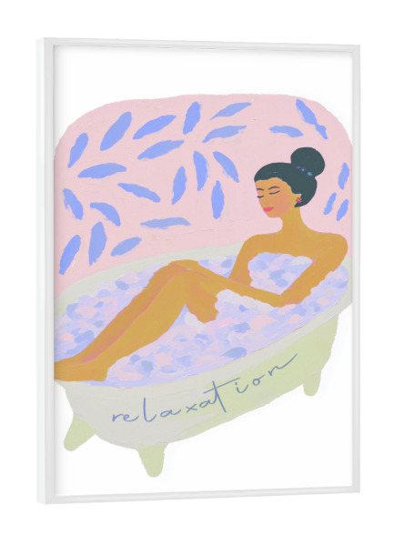 Poster mit weißem Rahmen "Frau im Badeschaum" artboxONE - Floral,Menschen