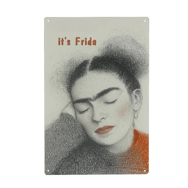 Metall Poster "Zeichnung - it's frida" artboxONE - Typografie,Menschen,Fashion