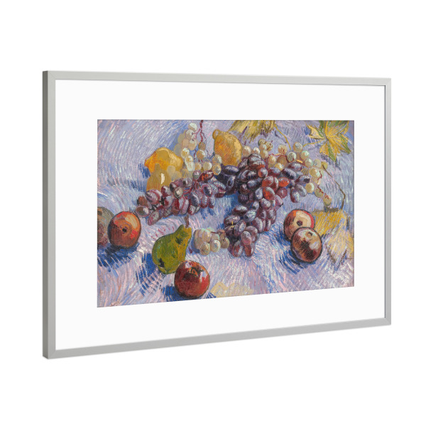Poster mit Rahmen Silber "Van Gogh, Trauben, Äpfel, Zitrone" artboxONE - Natur,Abstrakt,Essen & Trinken / Obst & Gemüse