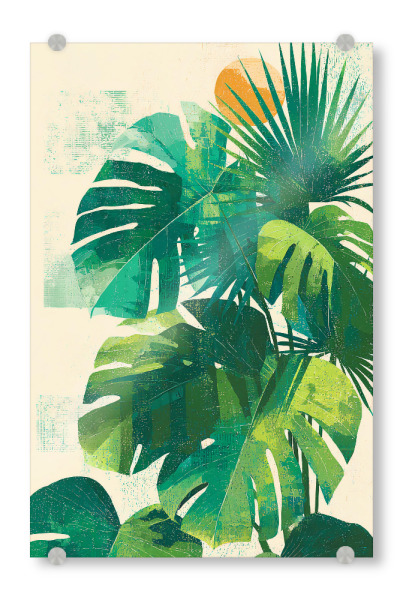 Acrylglasbild "Blätter Tropisch B (matart)" artboxONE - Natur,Floral - Blätter,Tropisch,Natur,Kunst,Abstraktion,Modern