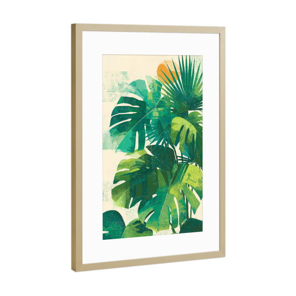Poster mit Rahmen Gold "Blätter Tropisch B (matart)" artboxONE - Natur,Floral - Blätter,Tropisch,Natur,Kunst,Abstraktion,Modern