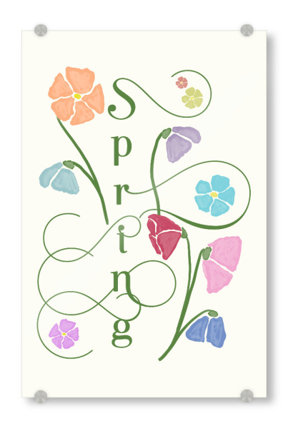 Acrylglasbild "Deco Spring" artboxONE - Natur,Floral - Blumen,Frühling,Tippfehler,Schriftzug,Blumen,Wildblumen,Aquarelle