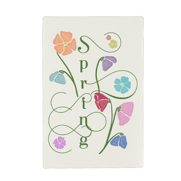 Metall Poster "Deco Spring" artboxONE - Natur,Floral - Blumen,Frühling,Tippfehler,Schriftzug,Blumen,Wildblumen,Aquarelle - Blechschild