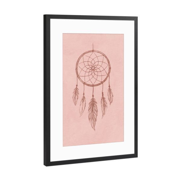 Poster mit Rahmen Schwarz (Metallic) "Dream Catcher (Pastel Rosa)" artboxONE - Für Kinder,Für Mama