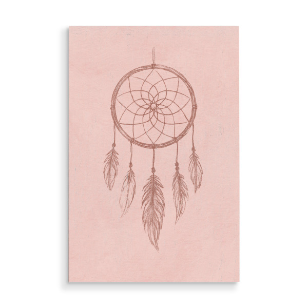 Holzbild "Dream Catcher (Pastel Rosa)" artboxONE - Für Kinder,Für Mama - Traumfänger,Dream catcher,Rosa,Schlaf,Schlafen,Schlafzmmer,Kinderzimmer