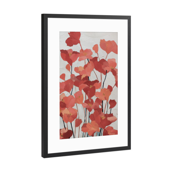 Poster mit Rahmen Schwarz (Metallic) "Abstrakte rote Blumen" artboxONE - Natur,Floral,Abstrakt