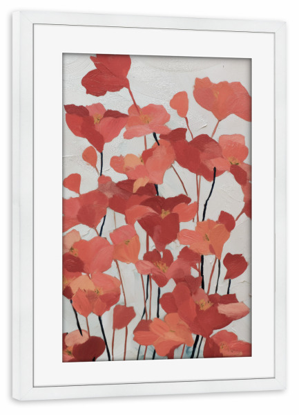 Poster mit Rahmen weiß "Abstrakte rote Blumen" artboxONE - Natur,Floral,Abstrakt