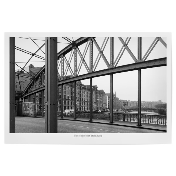Poster 30x20 cm "Die Speicherstadt in Hamburg" artboxONE - Städte / Hamburg,Reise,Schwarzweiß,Architektur,Reise / Länder