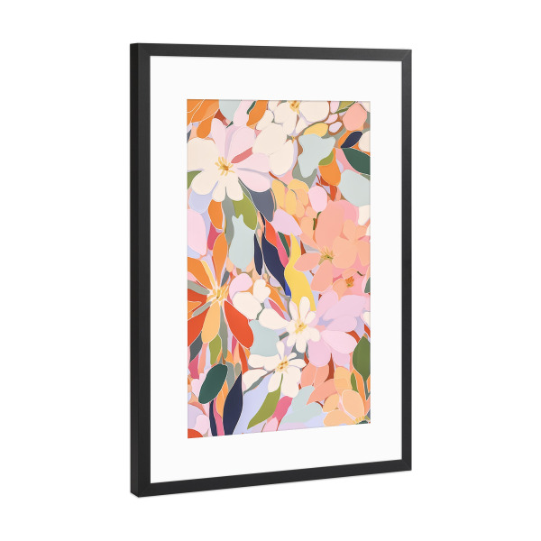Poster mit Rahmen Schwarz (Metallic) "Pastellfarbene Blümchen Eleganz" artboxONE - Natur,Floral,Abstrakt