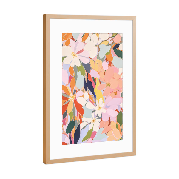 Poster mit Rahmen Kupfer "Pastellfarbene Blümchen Eleganz" artboxONE - Natur,Floral,Abstrakt