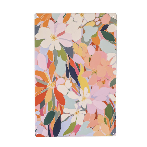 Metall Poster "Pastellfarbene Blümchen Eleganz" artboxONE - Natur,Floral,Abstrakt