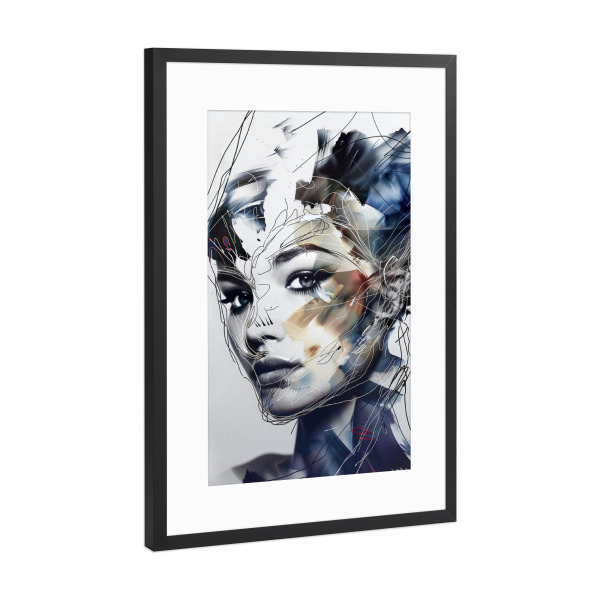 Poster mit Rahmen Schwarz (Metallic) "Kreative Gesichtszüge" artboxONE - Abstrakt,Menschen,Geometrie