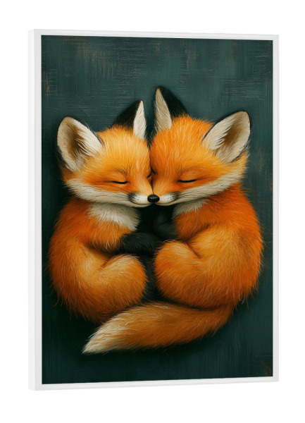 Poster mit weißem Rahmen "Kleine Liebes Füchse" artboxONE - Natur,Tiere,Liebe